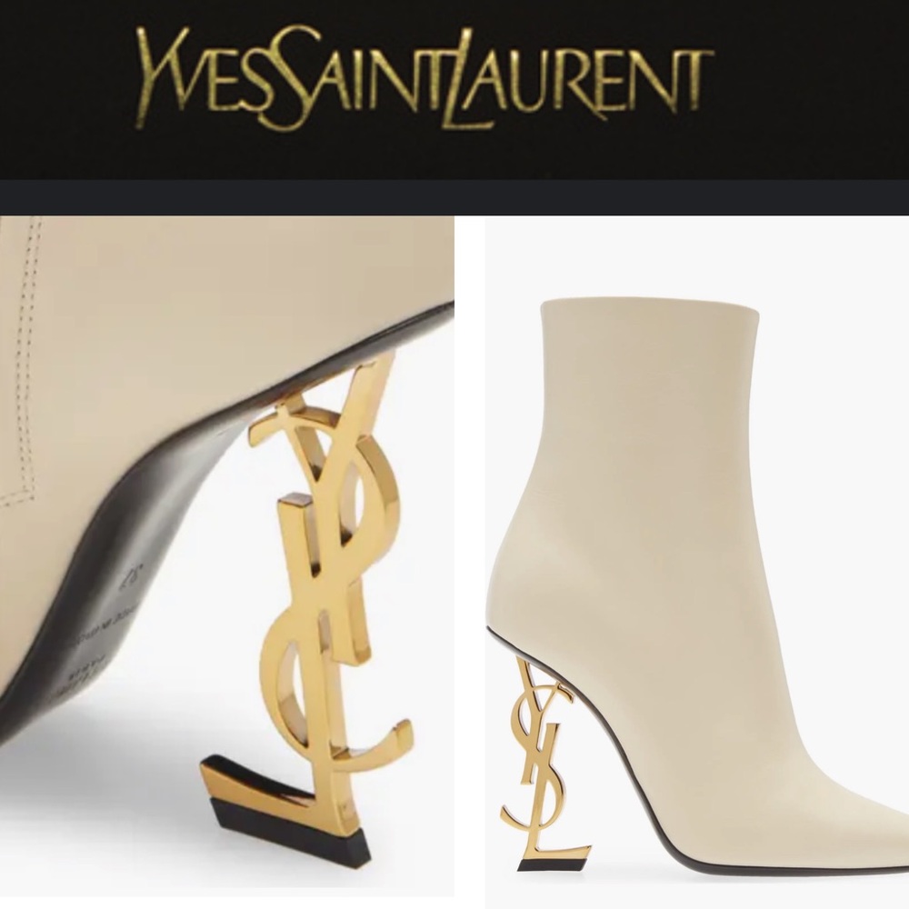 New 💕 YSL Opyum Logo- Heel Booties Smooth leather💕